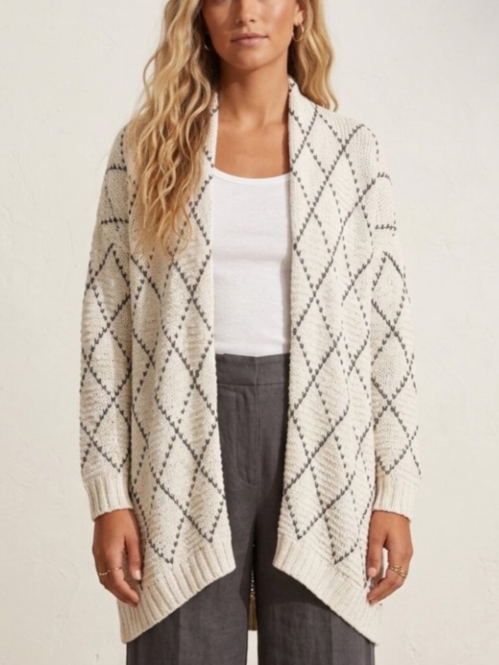 Eileen Fisher Cream Organic Cotton Kimono Open Cardigan Size XXS/XS 54606